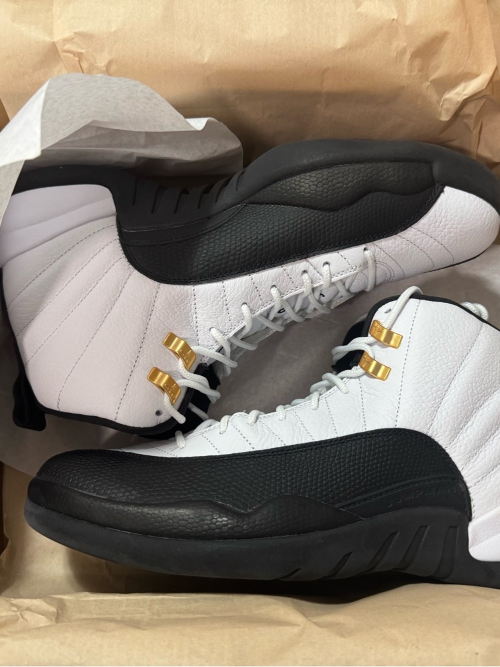 Air Jordan 12 "Taxi" Men's Black, White & Gold High-Top Basketball Shoes